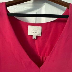 cinq a sept Bright Pink V-Neck Sleeveless Top